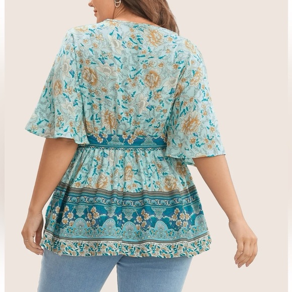 BloomChic Plus Size XL Floral Print Ruffles Belted Blouse us14-16 - Picture 5 of 5